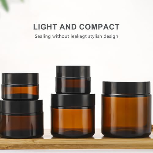 TUPWEL 6 Pack Amber Glass Cosmetic Jars 5ml Small Lotion & Balm Containers