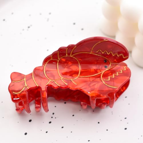 Lobster Shape Hair Claws for Medium Thick Hair - Red Clips