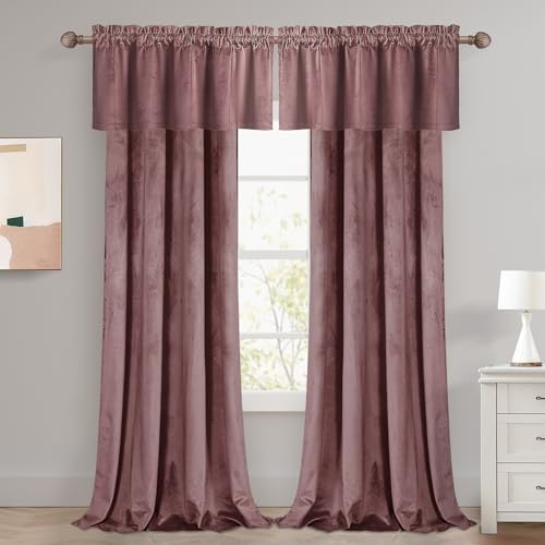 Dusty Rose Velvet Window Valance Curtain Panel - 52" x 18"