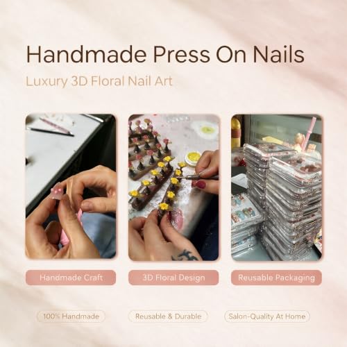 Vlazryk Handmade Press On Nails, Pink Orange Gradient Square False Nails