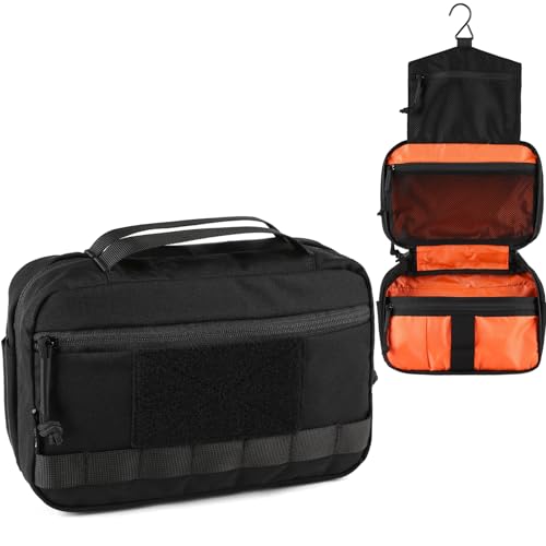 VOTAGOO GEAR Black Tactical Toiletry Bag Waterproof Nylon Molle Dopp Kit Travel Organizer