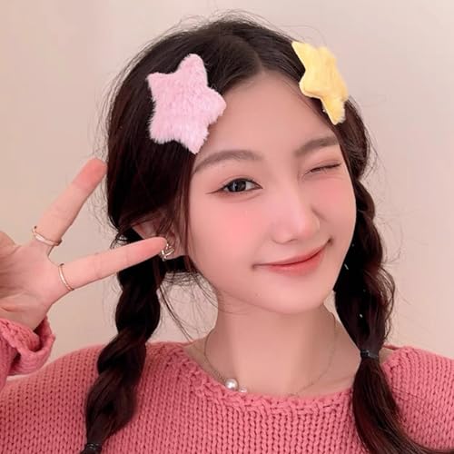 20 Pcs Fluffy Star Hair Clips - Cute Y2K Hair Barrettes