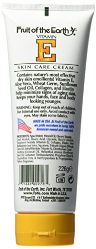 Fruit of the Earth Vitamin E Cream with Aloe Vera - 8oz Tube for Dry Skin