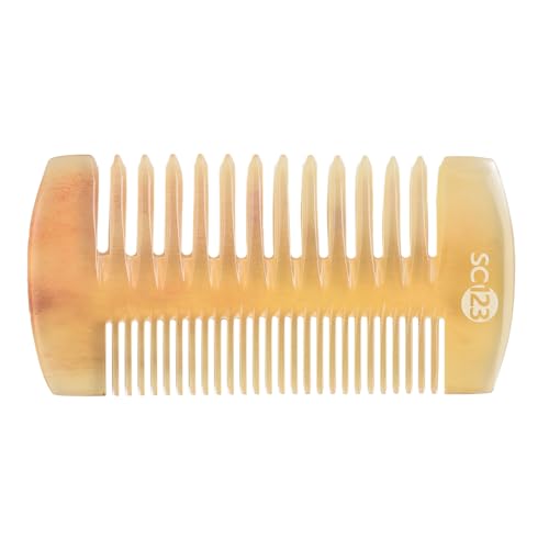 SC123 Natural Ox Horn Hair & Beard Comb - Handmade Wide Tooth Pocket Grooming Tool