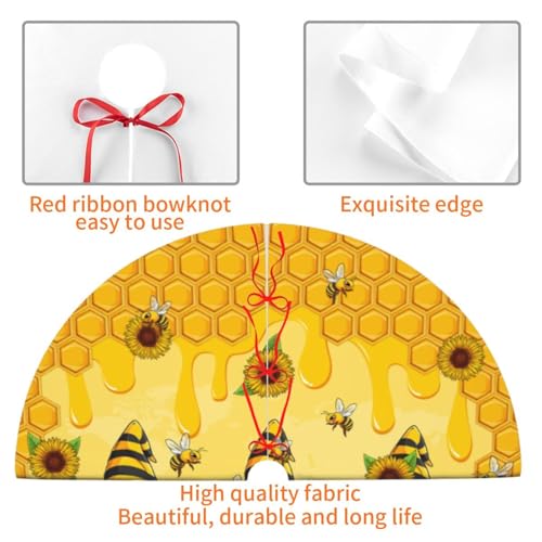 Sunflower Gnomes Christmas Tree Skirt - 36 Inch Holiday Decor