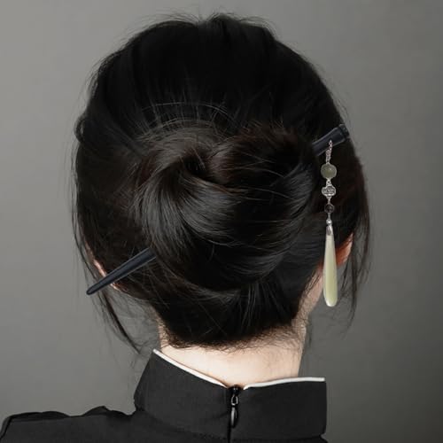 Lawie 20 Pcs 7-Inch Black Retro Wooden Hair Sticks for Buns & Updos