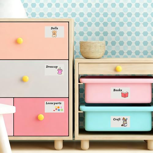 MOSITU Toy Bin Labels with Pictures - Colorful Storage Decals for Kids
