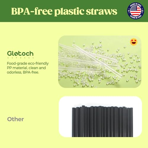 Glotoch 500PCS Individually Wrapped Clear Plastic Straws - 7.75" Long, 0.24" Diameter