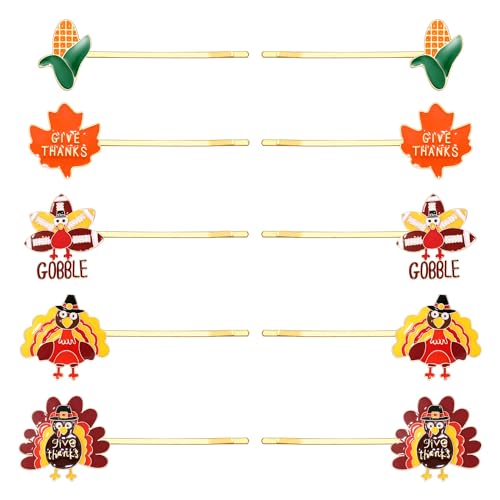 12PCS Thanksgiving Fall Hair Clips - Autumn Pumpkin & Maple Leaf Hairpins