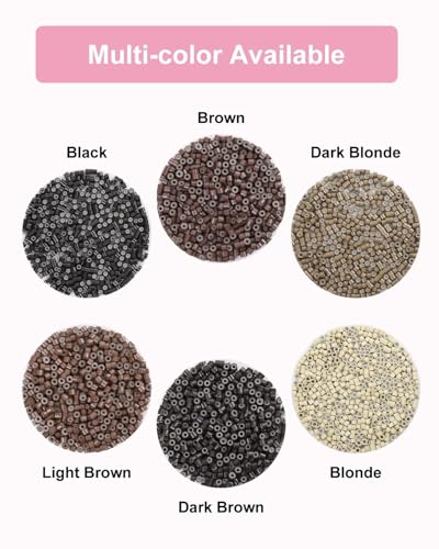 Utodoo 800pcs 4mm Silicone Lined Micro Ring Beads for Hair Extensions - Black