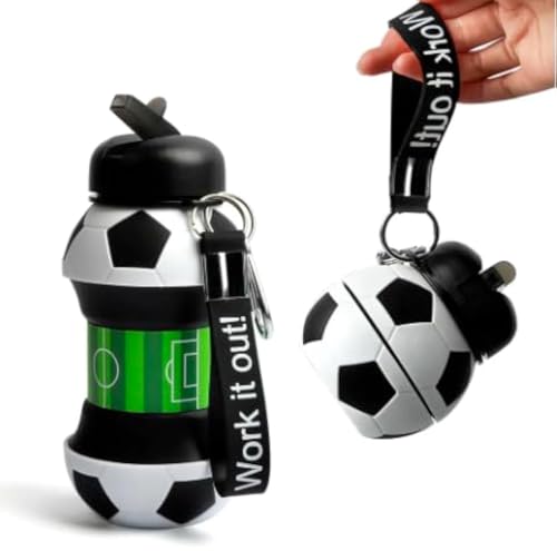 Collapsible Soccer Water Bottle - BPA-Free, Leak-Proof, Portable
