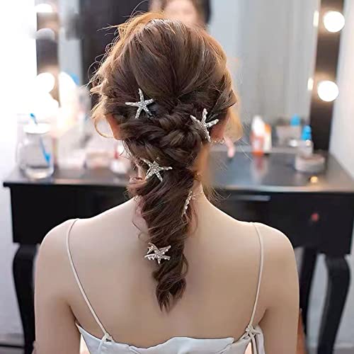 8Pcs Starfish Seashell Hair Clips with Pearls & Rhinestones - Bridal Wedding Hair Accessories