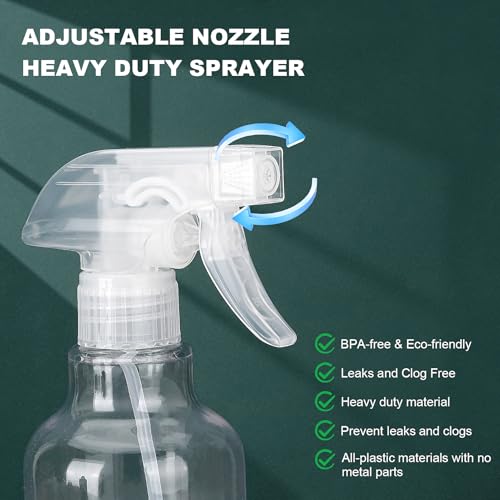16.9oz Refillable Plastic Spray Bottle - Adjustable Mist & Stream Nozzle