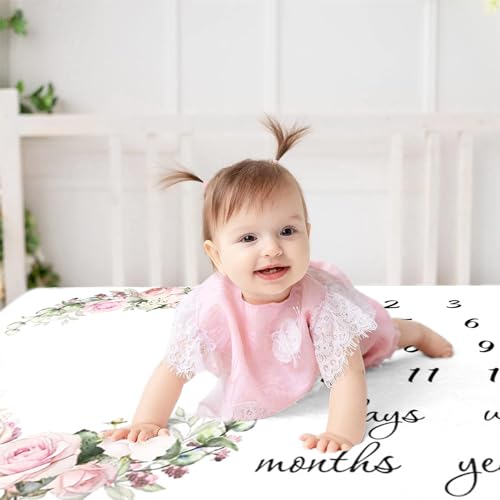 Baby Milestone Blanket - 60"x40" Soft Growth Mat for First Year Memories