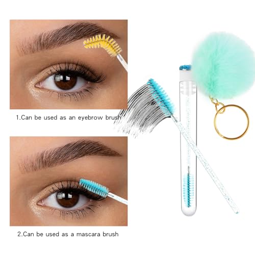 Disposable Mascara Wands Set with Diamond Keychain Tubes - 48 Pieces