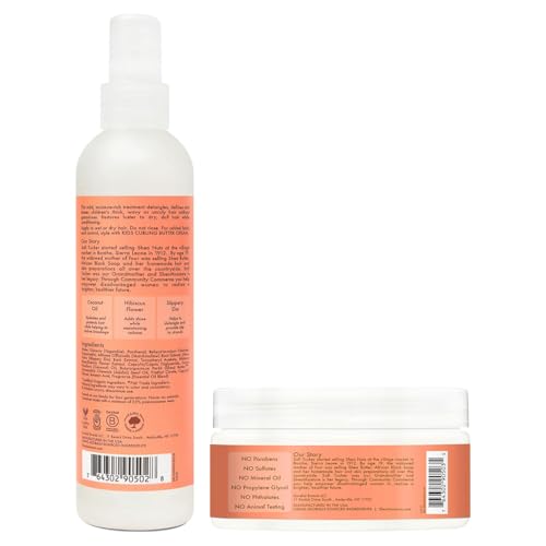 SheaMoisture Kids Curly Hair Bundle, Coconut & Hibiscus Curling Butter Cream + Extra-Moisturizing Detangler Spray, Anti-Frizz Hair Products, Natural