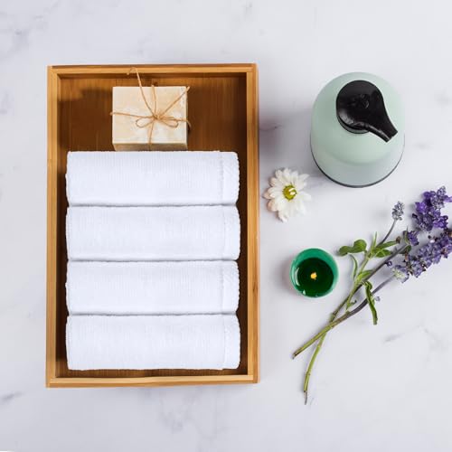 Amazon Basics 100% Cotton Quick-Dry Washcloths, 12-Pack
