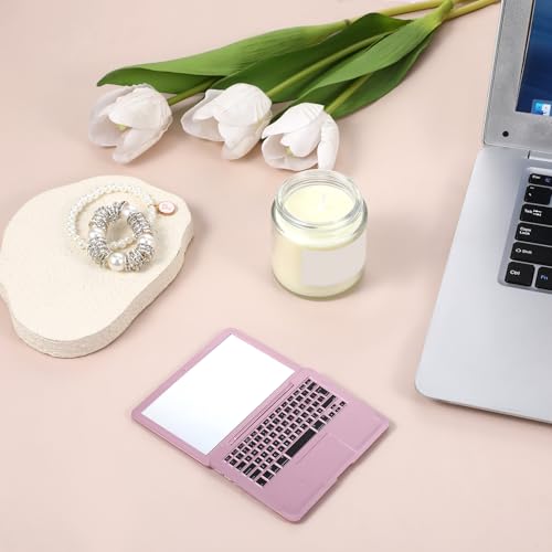 Rose Gold Mini Laptop Mirror - Compact Folding Makeup Mirror