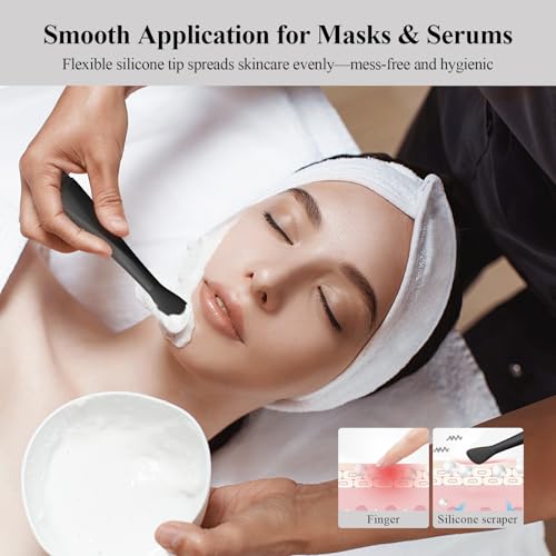 AUIOEY 3 in 1 Manual Silicone Facial Cleansing Brush, Mask Applicator & Blackhead Remover (Black)
