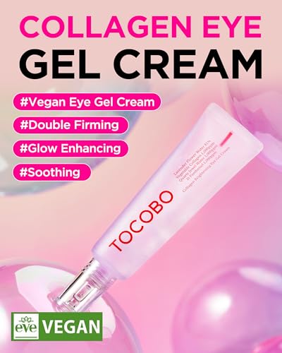 Collagen Brightening Eye Gel Cream - Vegan Under Eye Treatment for Dark Circles & Puffiness - 1oz