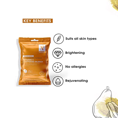 Nutriglow Advanced Organics Vitamin C Bleach for Tan Removal, and Hair Lightening (6 in 1) - 20g