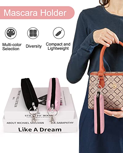 Meiiy 2pcs Mascara Holder Pouch with Hook Portable Makeup Storage for Women