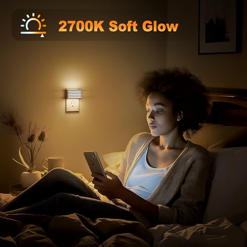 JandCase Dimmable LED Night Light with Dusk to Dawn Sensor | 2 Pack