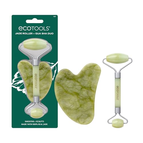 EcoTools Jade Gua Sha & Facial Roller Duo Set - Green, 2-Piece