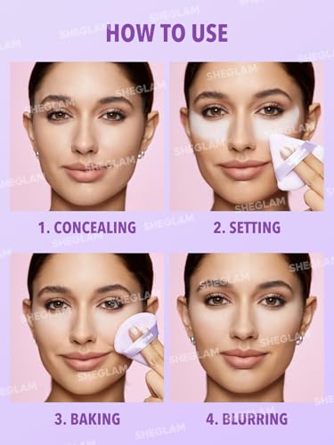 SHEGLAM Insta-Ready Powder Puff - Mauve Purple Makeup Tool for Touch-Ups