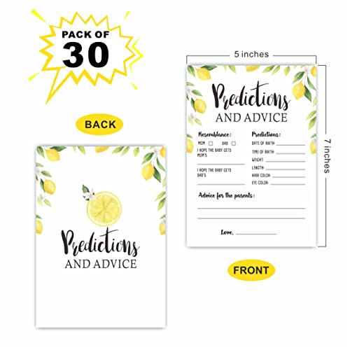 30 Watercolor Lemon Baby Shower Game Cards - 5x7 Double-Sided