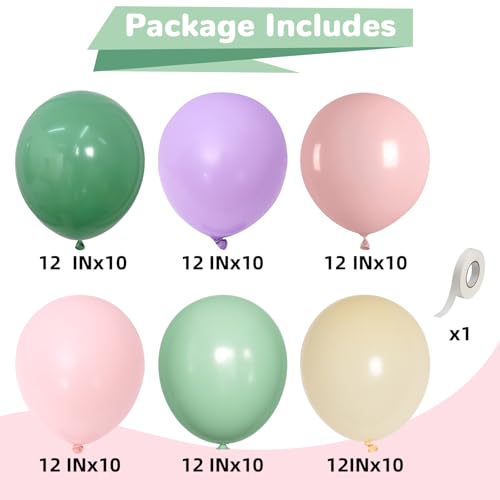 Pastel Balloons Set - 12 Inch Fairy Wildflower Party Decor