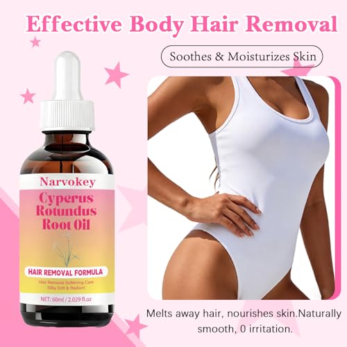 Narvokey Cyperus Rotundus Hair Removal Oil 2pc - Natural Hair Growth Inhibitor & Skin Moisturizer