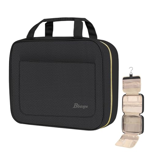 Bbtops Black Large Hanging Toiletry Bag for Women - Water-Resistant Makeup Organizer