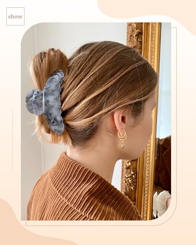 Lourny Acrylic Claw Hair Clips for Women, 4.1 Inch Large, Pink-White-Gray-Black