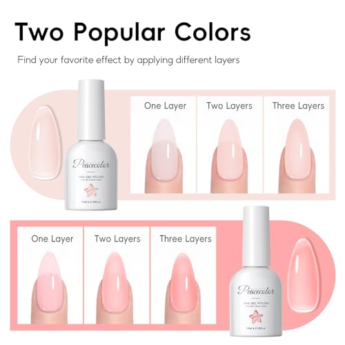 PEACECOLOR Short Medium Almond Gel Nail Tips Kit with 240pcs & Nail Art Supplies
