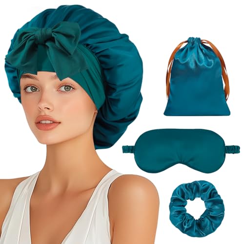 Satin Bonnet Set with Eye Mask for Curly Hair - Pengxiaomei