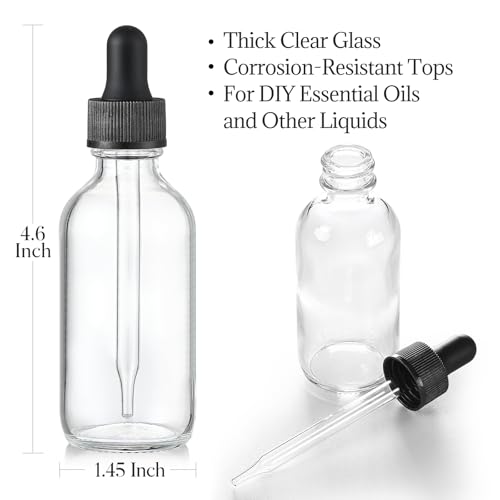 12 Pack 2 oz Glass Eye Dropper Bottles with Funnels and Labels