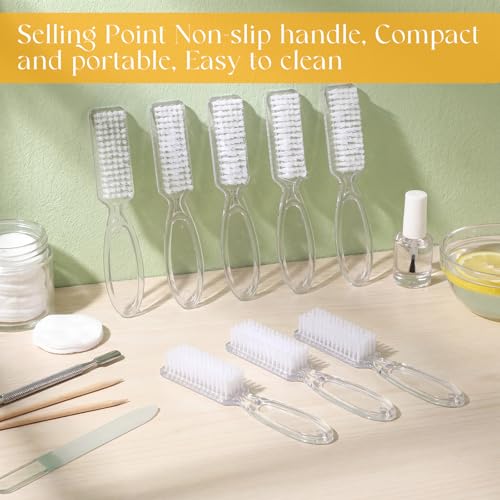 Patelai 15 Pieces Nail Brush Set with Clear Handles – Non-Slip Grip Fingernail & Toe Cleaning