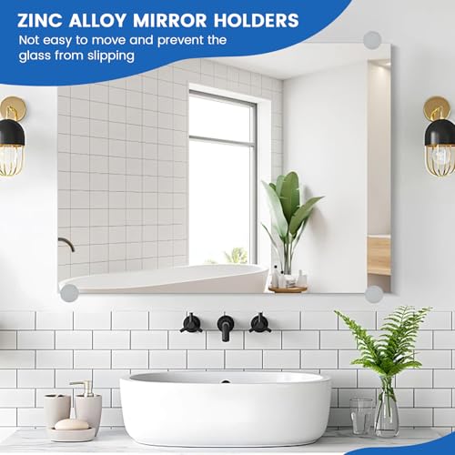 8 Pack Zinc Alloy Mirror Mounting Hardware Kit for 3-5mm Glass