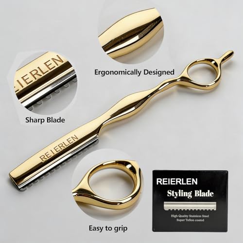 Professional Hair Cutting Razor with 10 Blades & Case - Thinning & Texturizing Tool