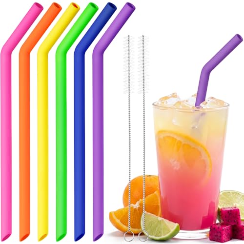 NiHome 6-Pack Reusable Wide Silicone Straws for Smoothies