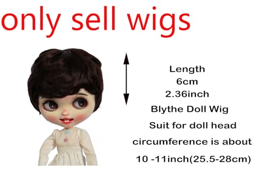 Tzncos 10-Inch Short Curly Doll Wig - Heat Resistant Dark Brown