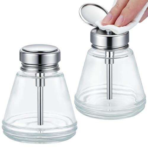 Noverlife 2-Pack 6Oz Glass Acetone Pump Dispenser for Nail Polish Remover
