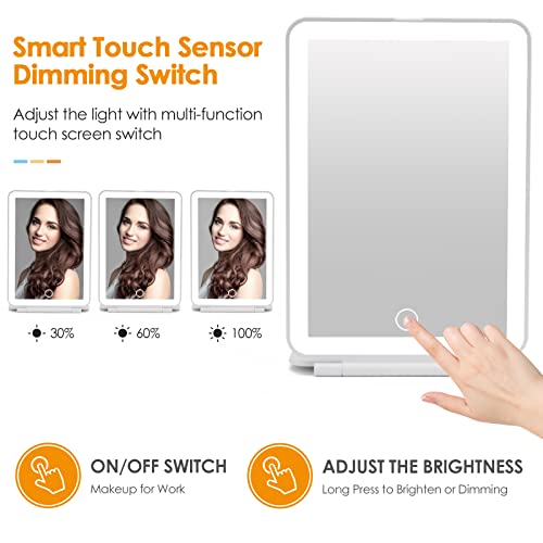 DenCert Rechargeable Travel Makeup Mirror with 72 LED Lights, Slim & Dimmable Touch Screen