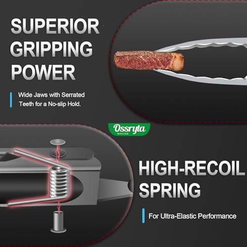 Ossryta Stainless Steel Tongs Set of 3 - Heavy Duty Locking Design