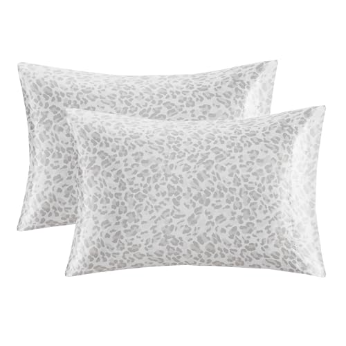 Madison Park Essentials Satin Pillowcase Set of 2 - Gray Leopard