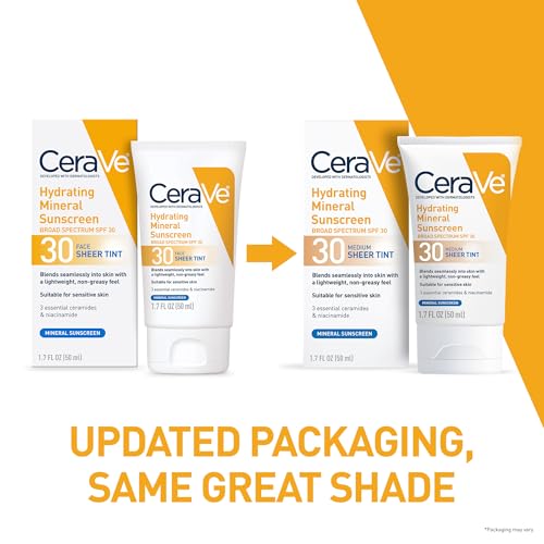 CeraVe Tinted Sunscreen for Face, SPF 30, Medium, 1.7oz