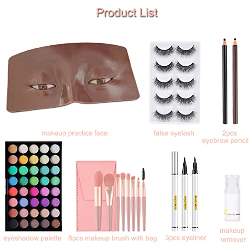 3D Makeup Practice Face Board Set #4 with Complete Kit for Artists & Students
