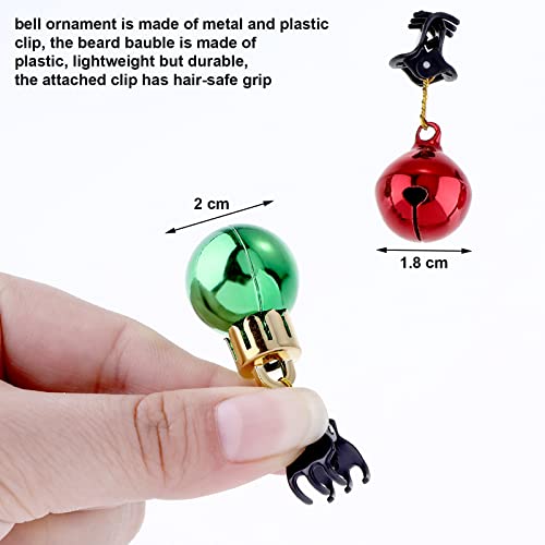 JOVITEC 24-Piece Christmas Beard Ornaments Set with Bells & Clips