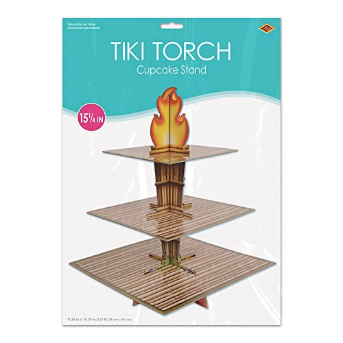 Tiki Torch Cupcake Stand - Luau Party Dessert Holder, 15.25" Tall